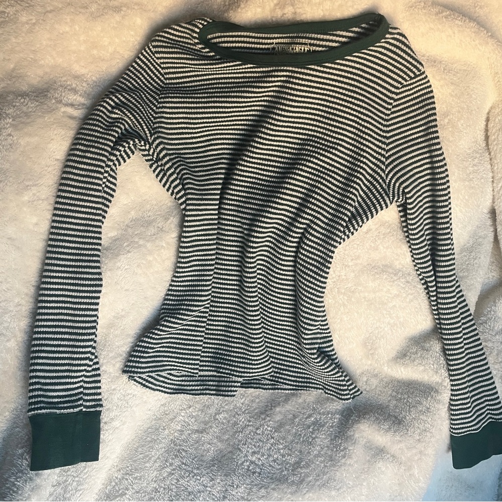 Striped Green and White Women's Top
